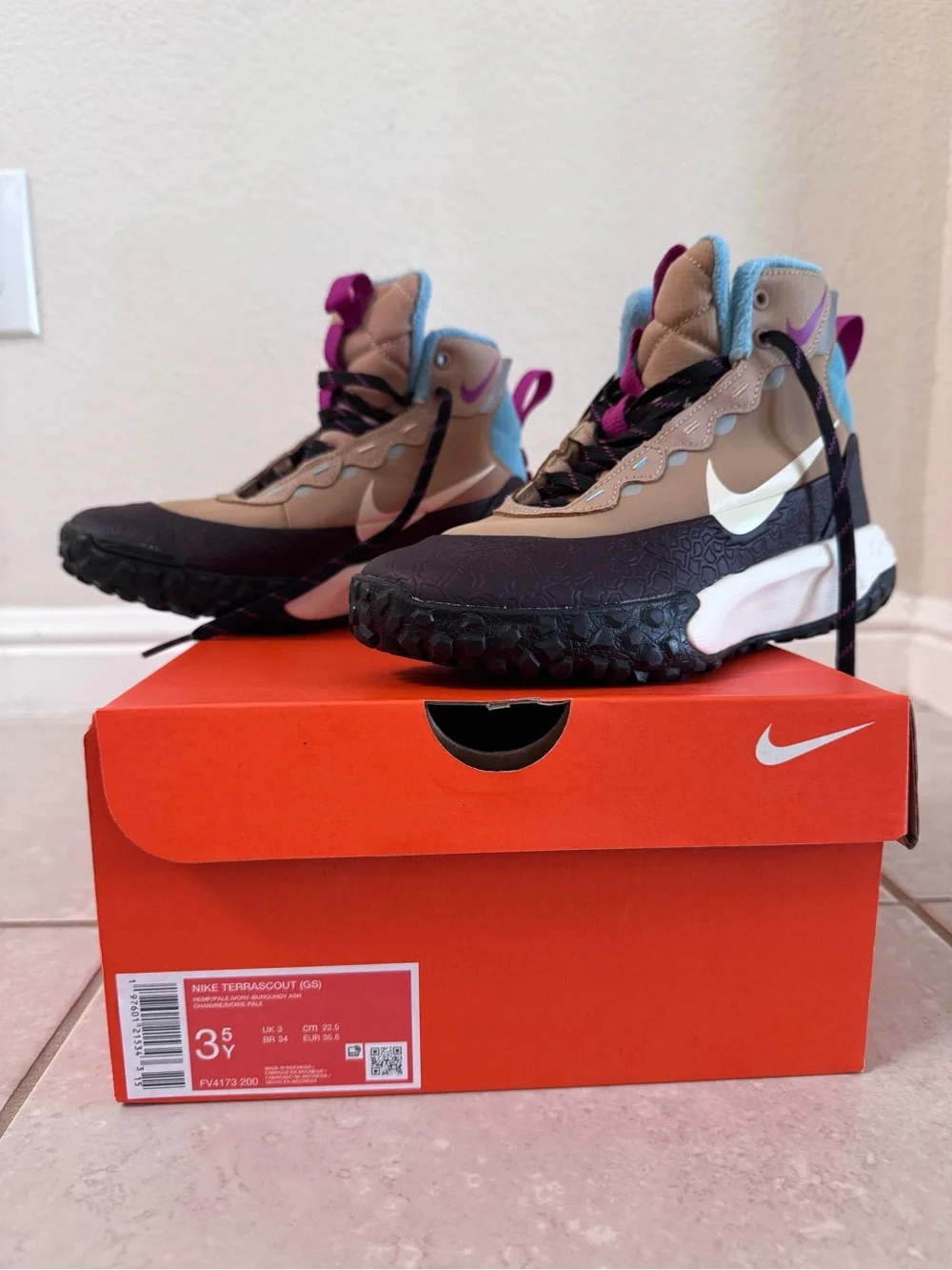 Nike Kids Brown, Black & Purple Trail Boots
